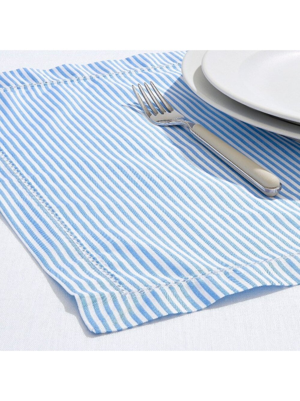 J.Crew Set of Four Place Mats in Heritage Seersucker Stripe Blue White